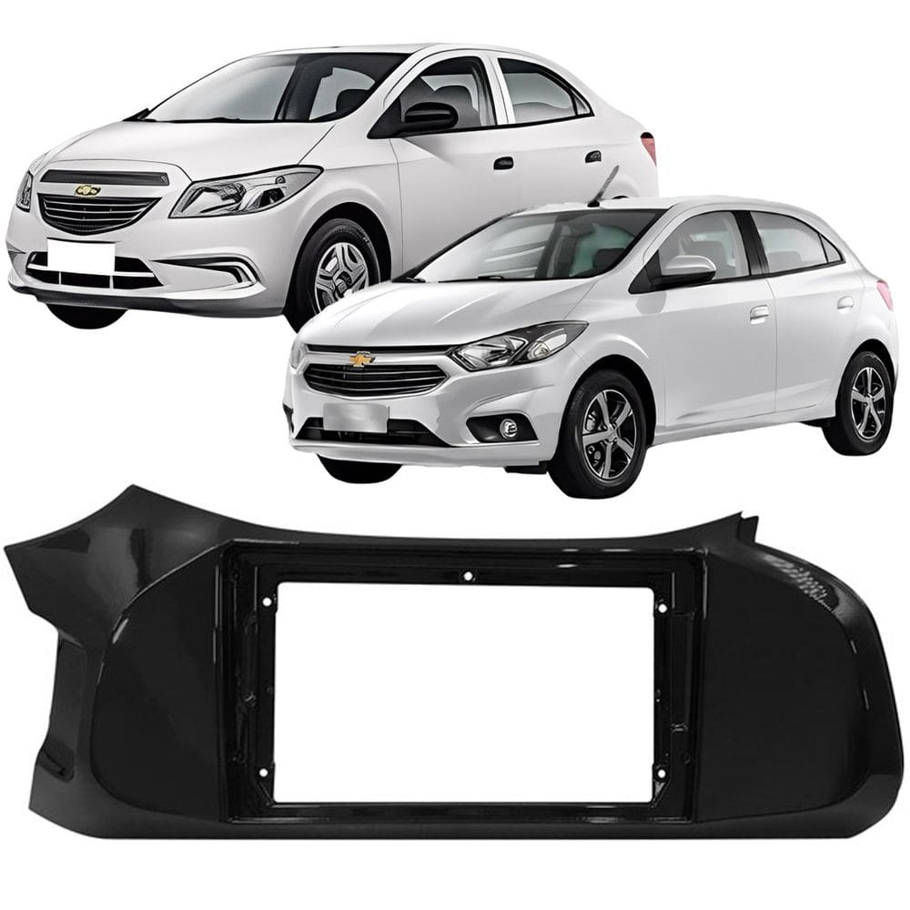 Moldura 9 Polegadas Onix Prisma 2013 à 2018 Black Piano Painel Central Multimidia Som