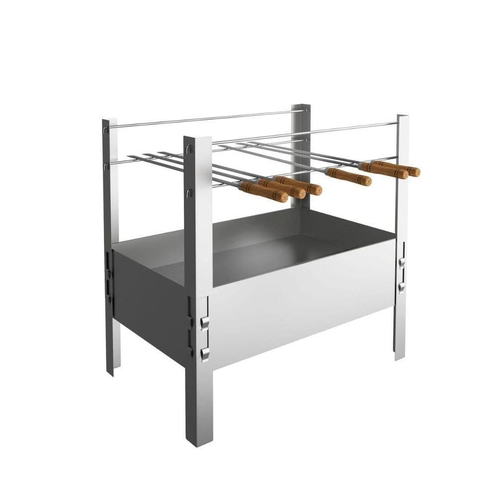 Churrasqueira 50cm Desmontavel Aço Galvanizado Qualinox 3850 Com 4 Espetos