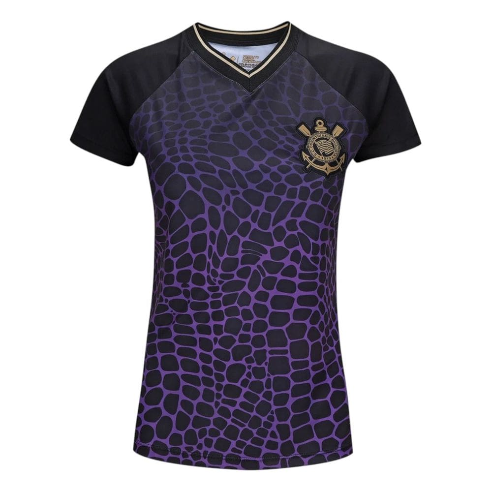 Camisa Corinthians Dry Feminina - Preto E Roxo