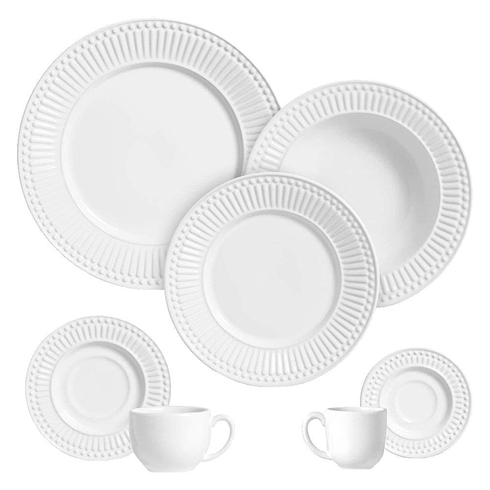 Aparelho de Jantar/Chá Porto Brasil Roma | Cerâmica, 42 Peças, Branco