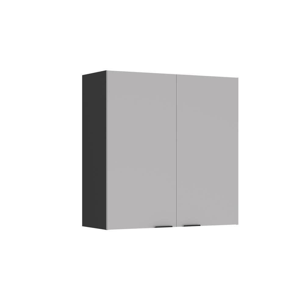 Armário Aéreo de Cozinha Itatiaia Lumina 2 Portas 80cm em Madeira Grafite/Fendi