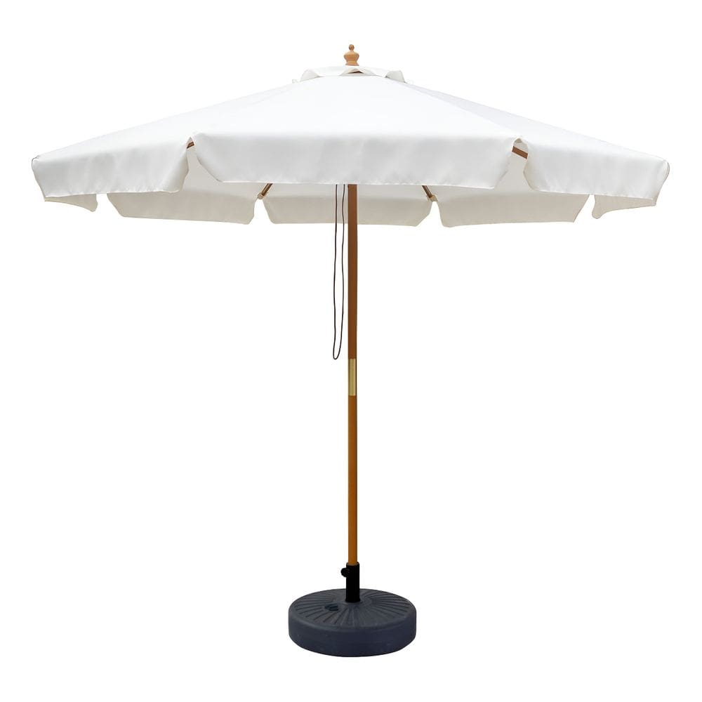 Ombrelone Central De Madeira Com Cobertura Branca 235x240 Cm