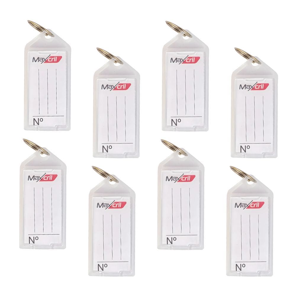 Kit 08 Chaveiro Plástico Organizador De Chaves (Cristal) Com Etiqueta Pautada - Maxcril