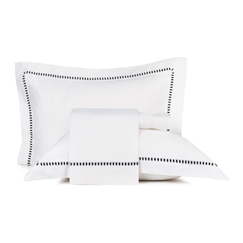 Jogo de Cama Casal Altenburg Bordados em Cetim 300 Fios Cerclê Preto