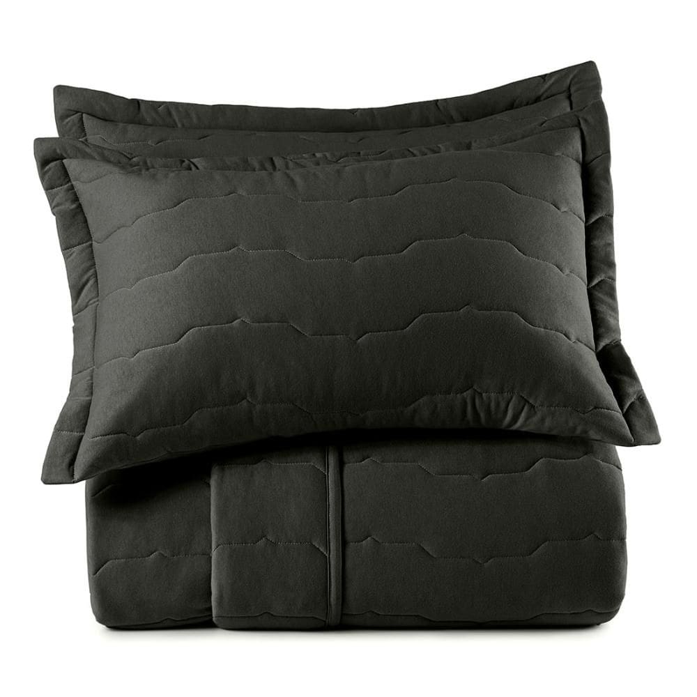 Jogo de Colcha Casal 3 Peças Altenburg Malha Fio Penteado Preto Primitivo