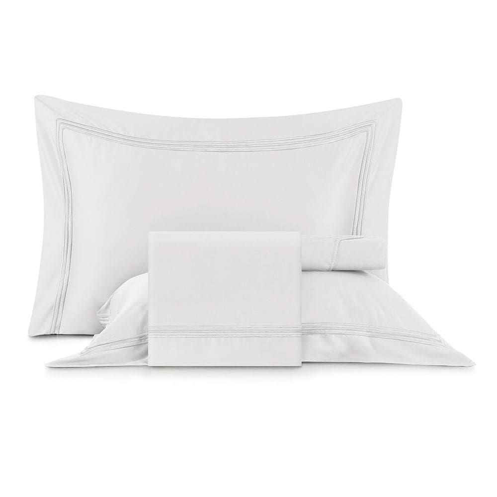 Jogo de Cama King Bordados em Cetim 300 Fios Essenza Branco