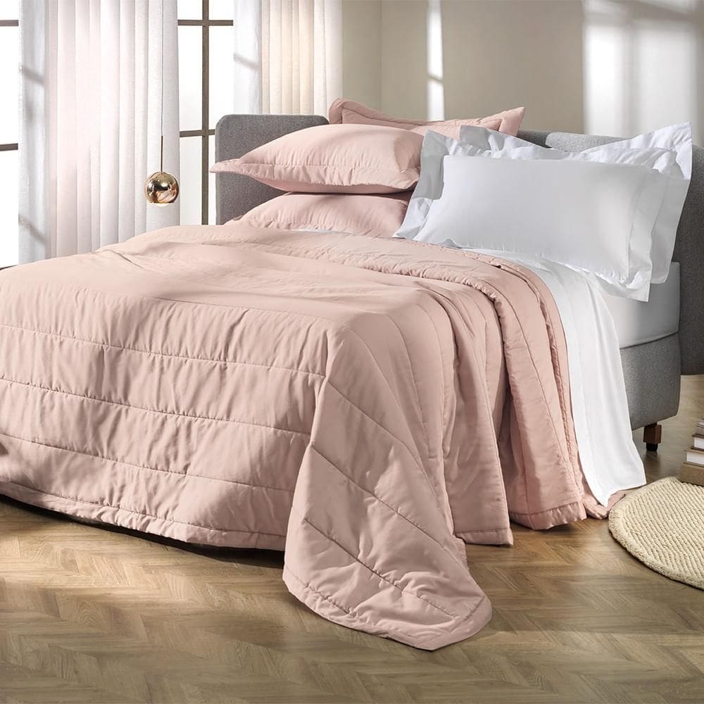 Jogo de Colcha Casal Altenburg Cetim 300 Fios Rosa