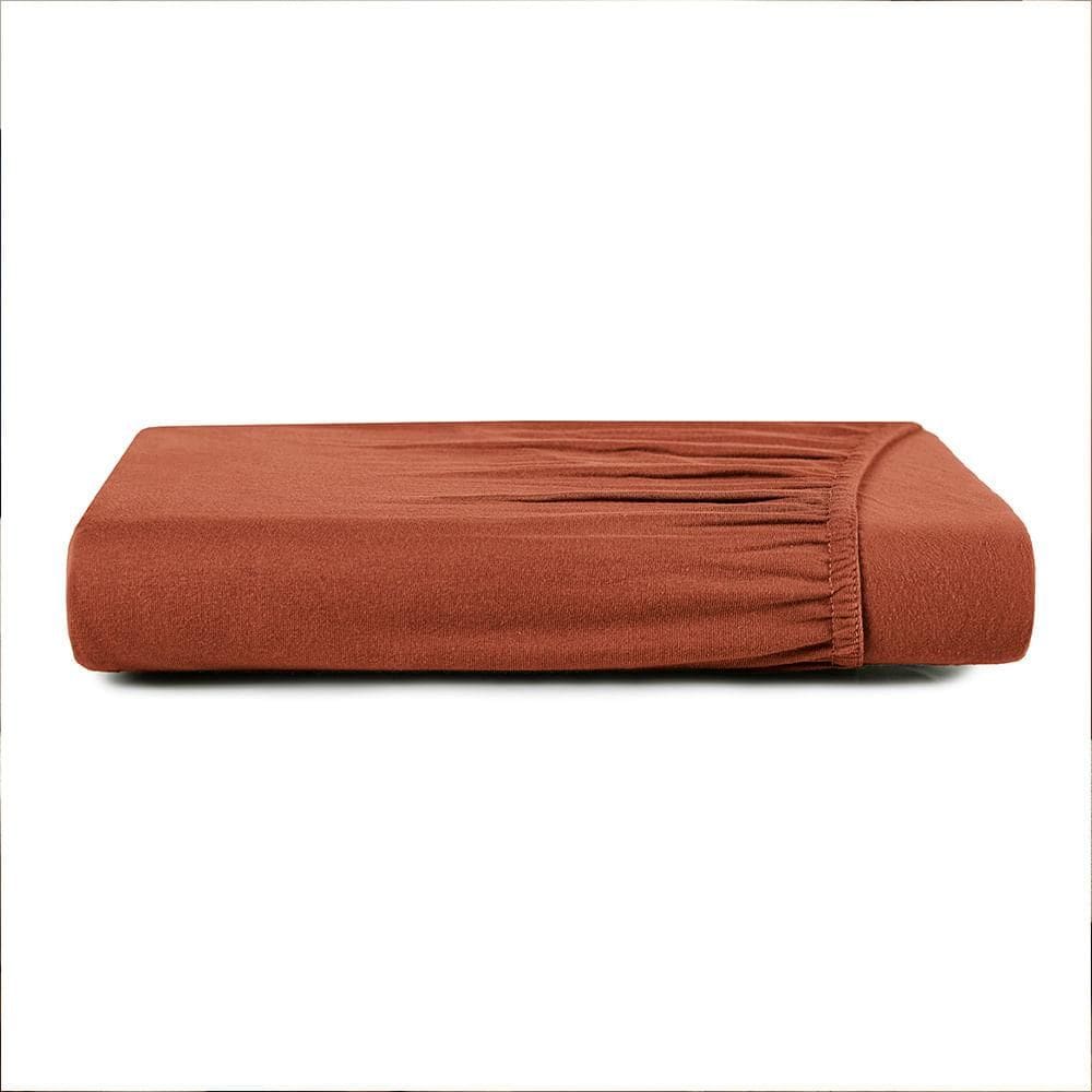 Lençol com Elástico Solteiro Altenburg Malha Fio Penteado Laranja Autumn