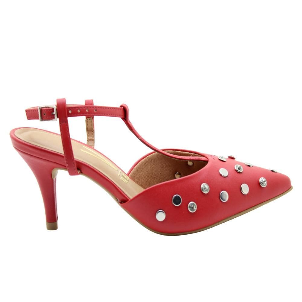 Sapato Vizzano Slingback Tachas Pratas Feminino