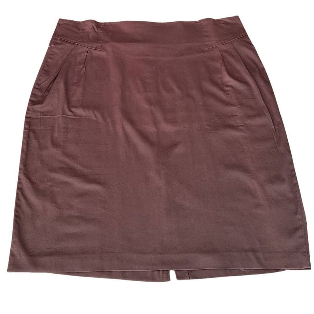 Saia Feminina Social Givy Plus Size Marrom