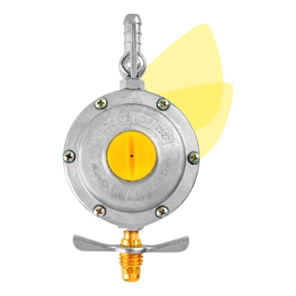 3X Regulador Gás Aliança 2Kg Válvula Alta Vazão Fogão 5 Boca