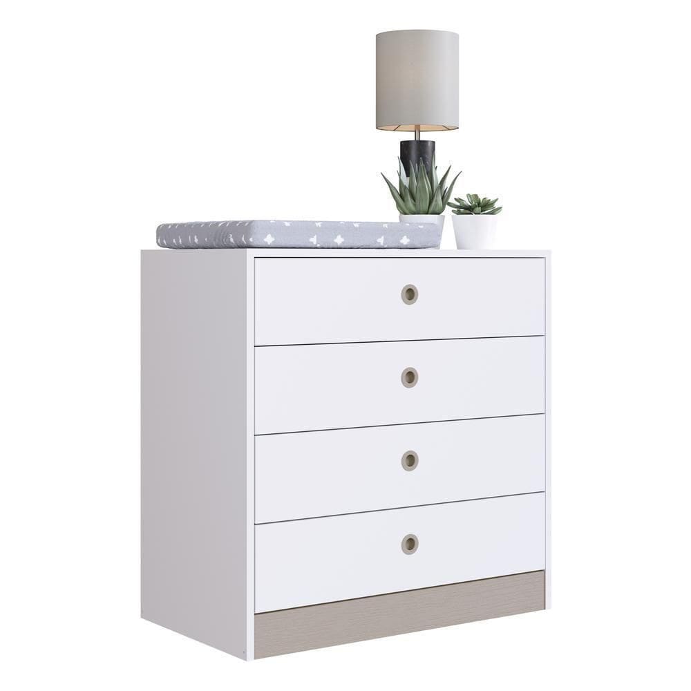 Cômoda Infantil C/ 4 Gavetas Multimóveis Cr40100 Branca/fumê