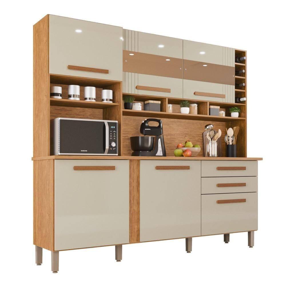 Cozinha 6 Portas 2 Gavetas Amanda Com Espelho