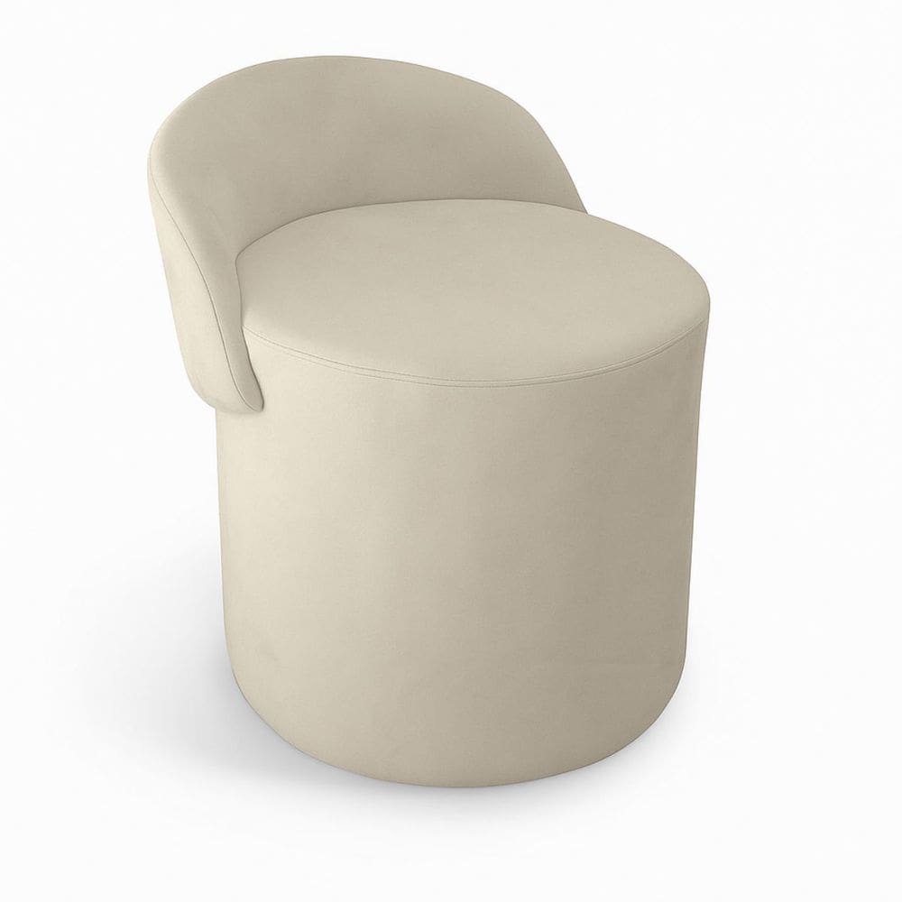 Puff Encosto Confortável Sala Estilo Moderno Redondo Suede