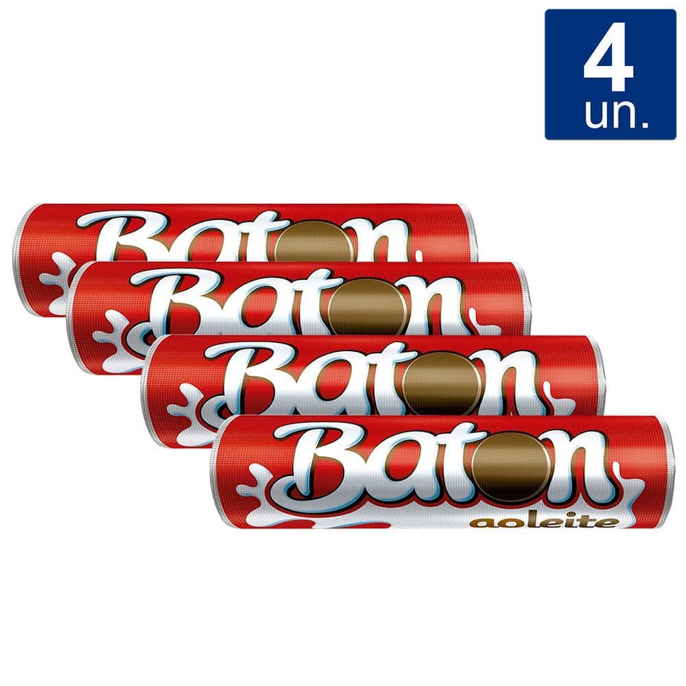 Kit 4X 16g Chocolate Garoto Baton ao Leite