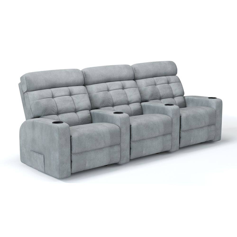 Sofá 3 Lugares Reclinável Elétrico Tecido Bouclé Linha Cinema