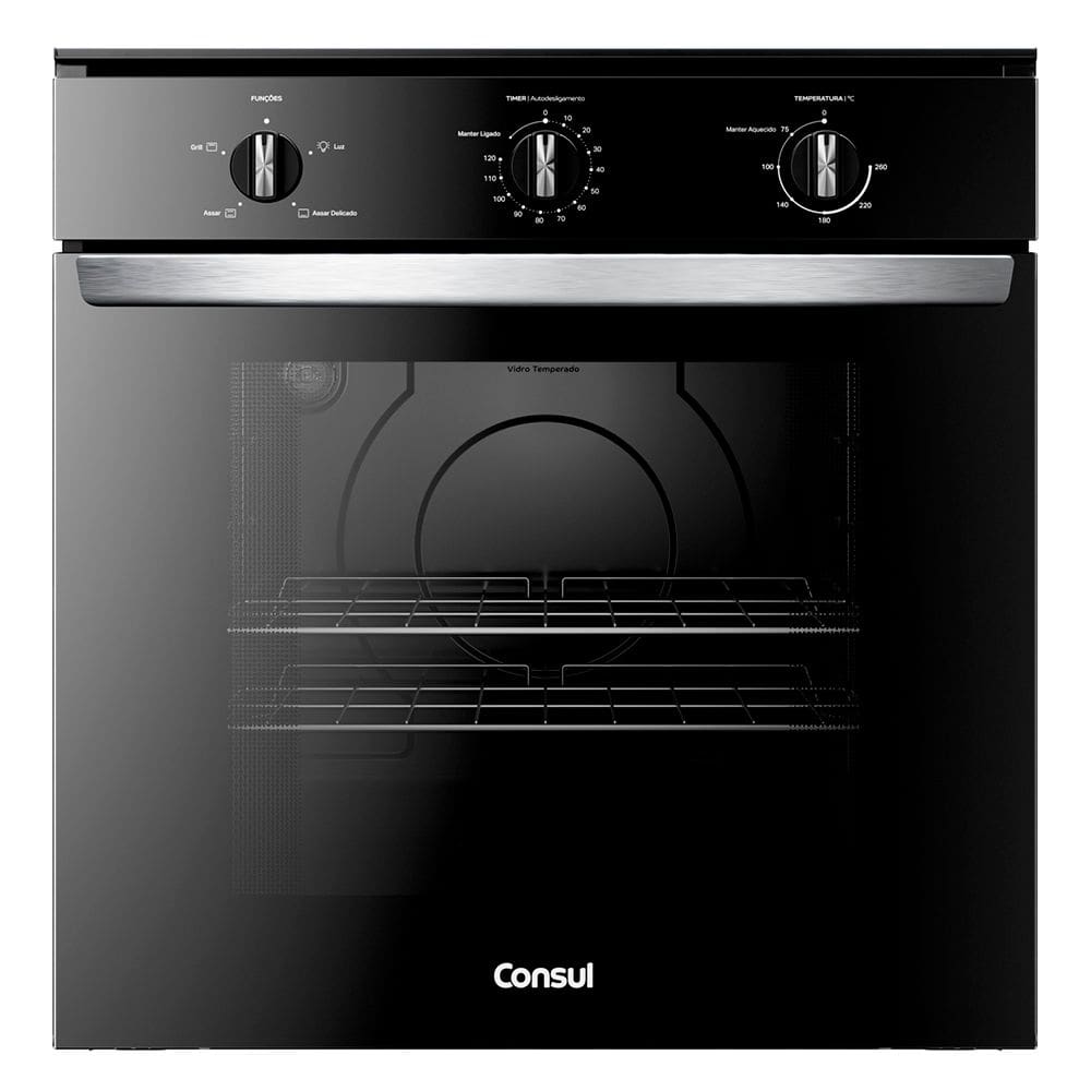 Forno Elétrico de Embutir 84 Litros Consul COB84BE Timer Autodesligamento e Grill Preto 220V