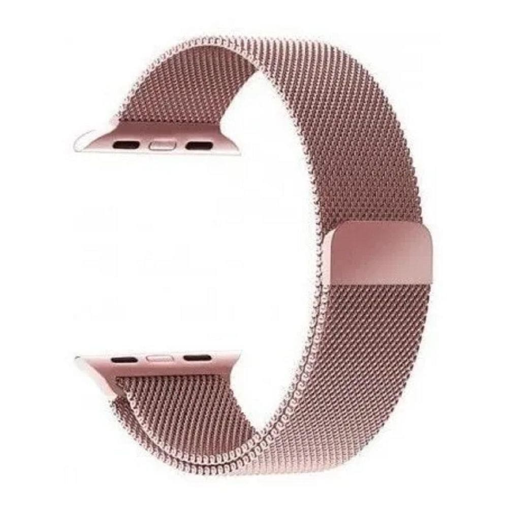 Pulseira Milanese Aço Compativel Smartwatch - Rosa Claro