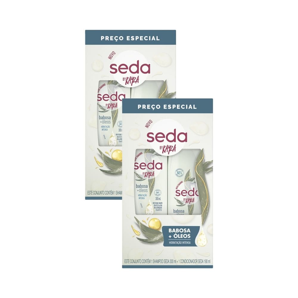 Kit 2 Shampoo 300ml e Condicionador 190ml Seda by Rayza Babosa e Óleos