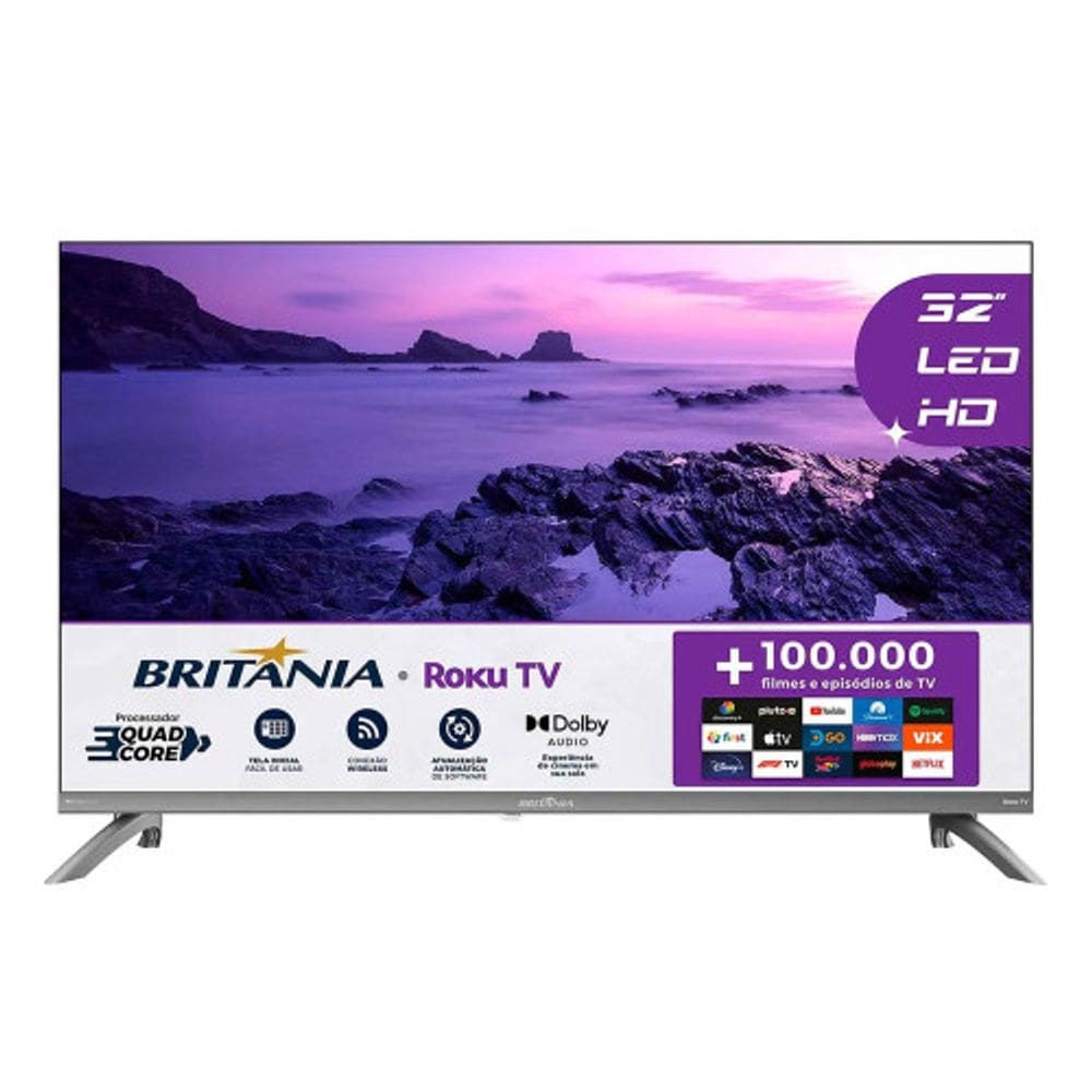 Smart TV Britânia 32 B32CRA HD LED Dolby Audio Roku TV