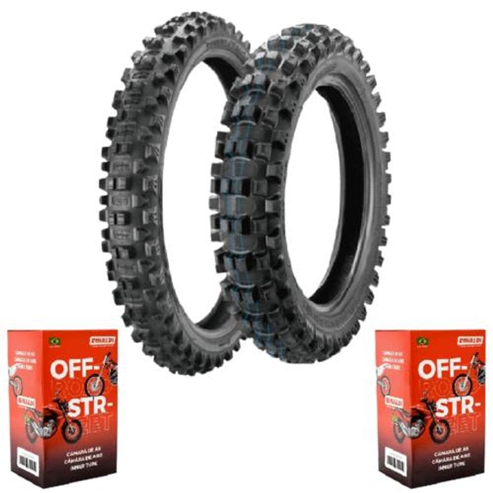 Par Pneu 90/90-21 7 Days Enduro Soft + 110/100-18 B007 Infinity Exc Soft Borilli + Câmara