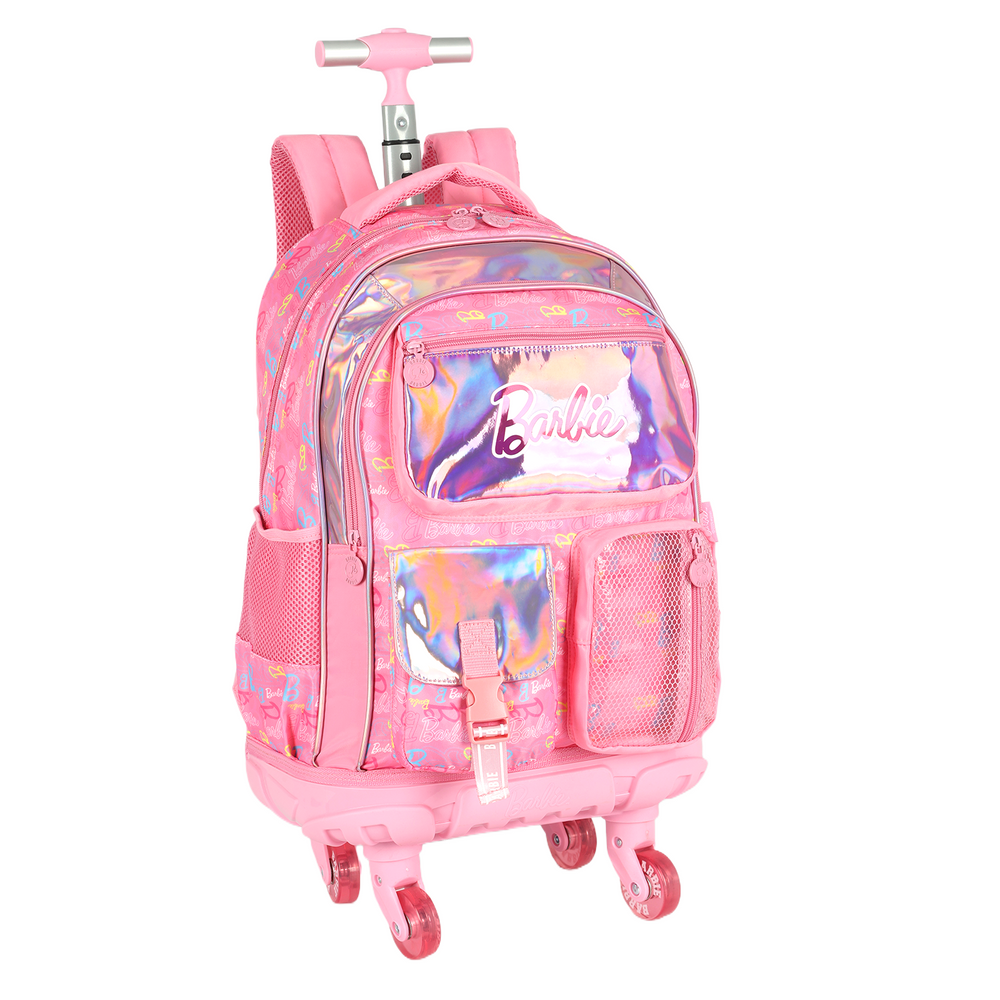 Mochila de Rodinhas G Barbie PINK Holográfica Luxcel | Brilho, Estilo e Rodas de Silicone!
