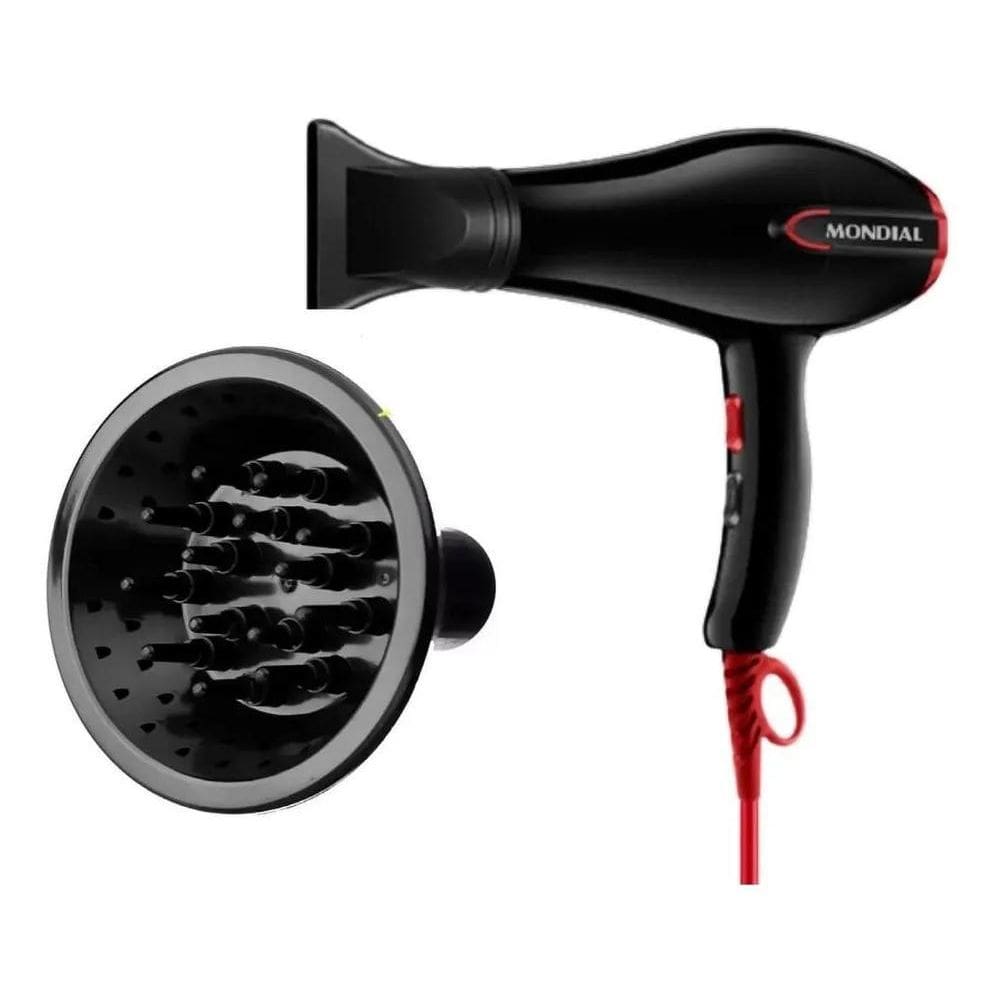2X Secador Com Difusor De Cachos Mondial Turbo Color Red 200