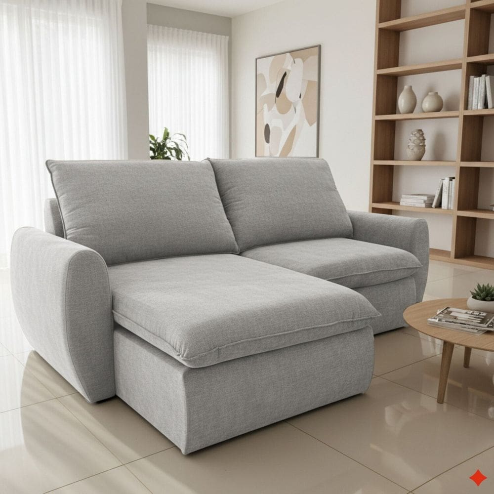 Sofá Retrátil e Reclinável 230cm Cúbica Pietro Cinza Claro