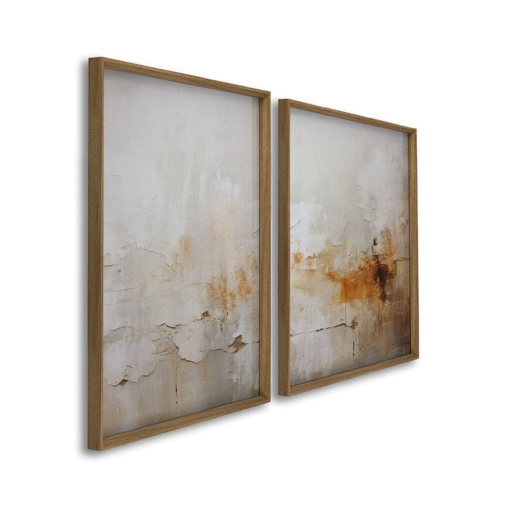 Quadro Decorativo Abstrato Pintura Rústica 2 Telas 60x90cm para Sala Quarto Escritório