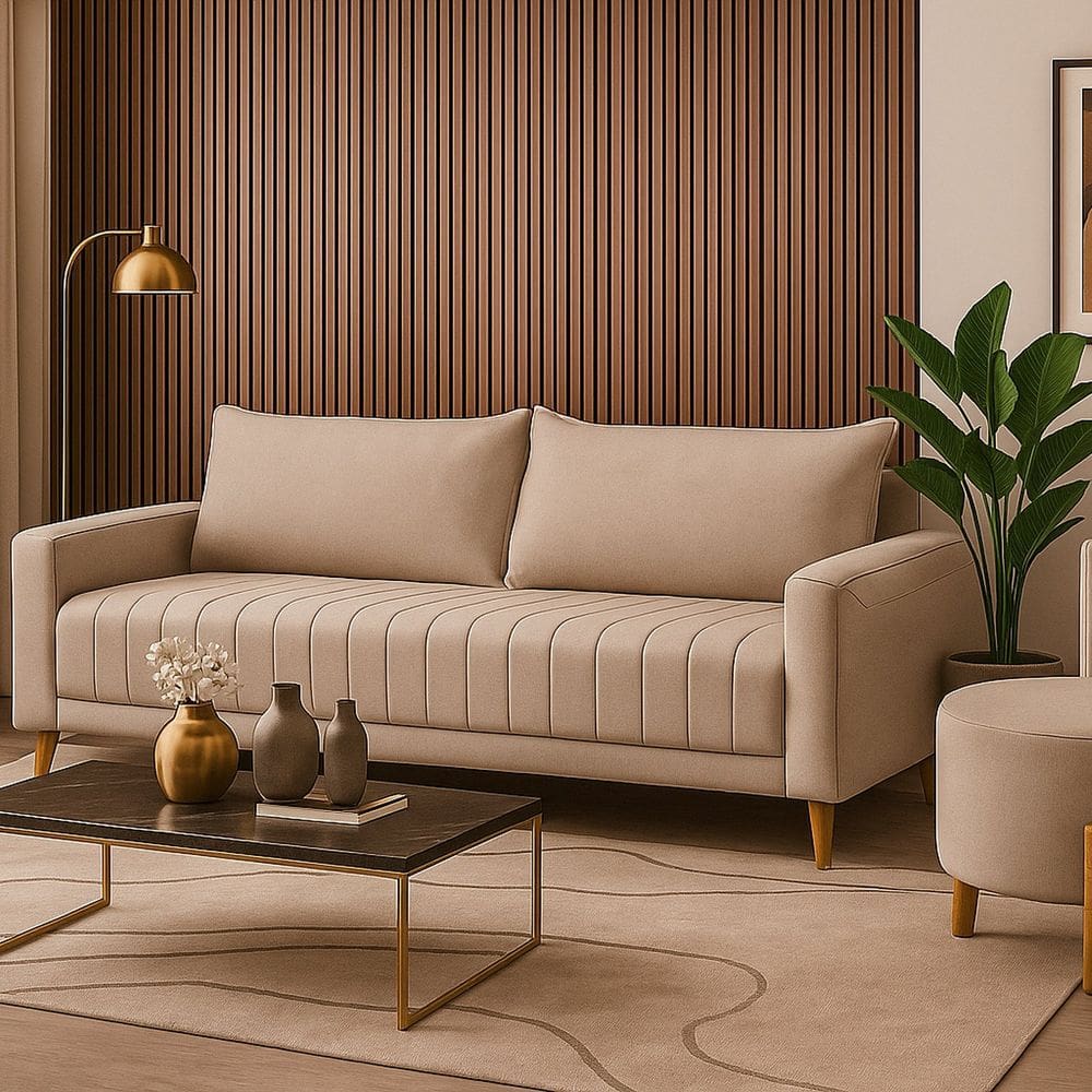 Sofá Fixo para Sala Living 156cm Roma Bege