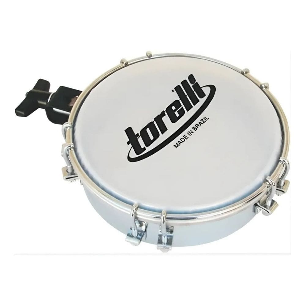 Tamborim Cromado C/ Clamp Pele Leitosa 10 Afinadores Torelli