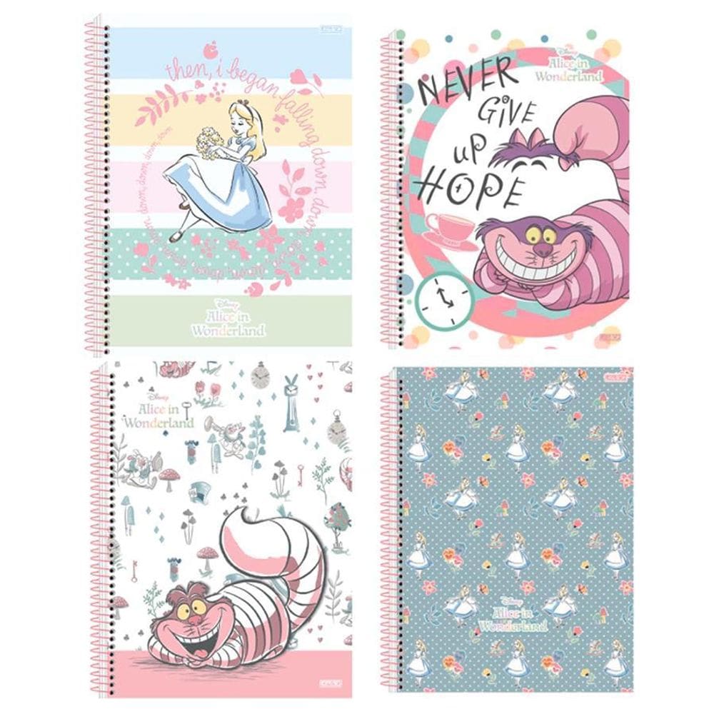 Caderno Unv Espiral Capa Dura Alice In Wonderland 160F 10Mat