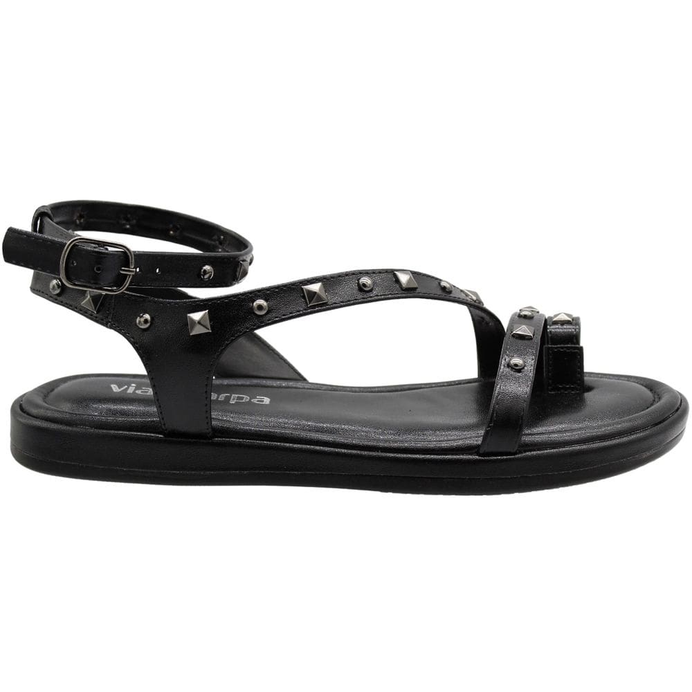 Sandália Rasteira Via Scarpa Napa Nazare Tachas Metálicas Feminina