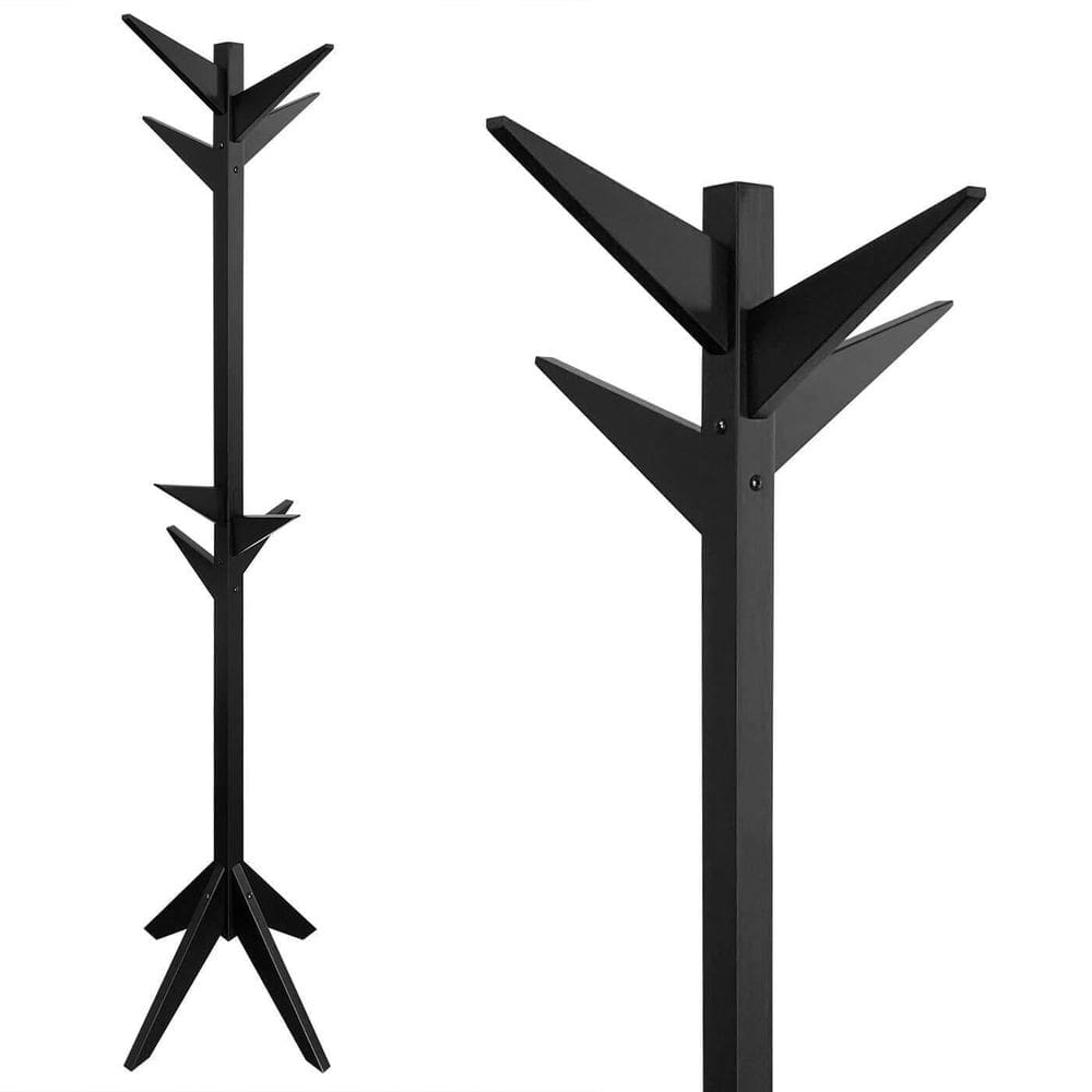 Cabideiro De Pé Mancebo Madeira Reticulado Com Arara Preto