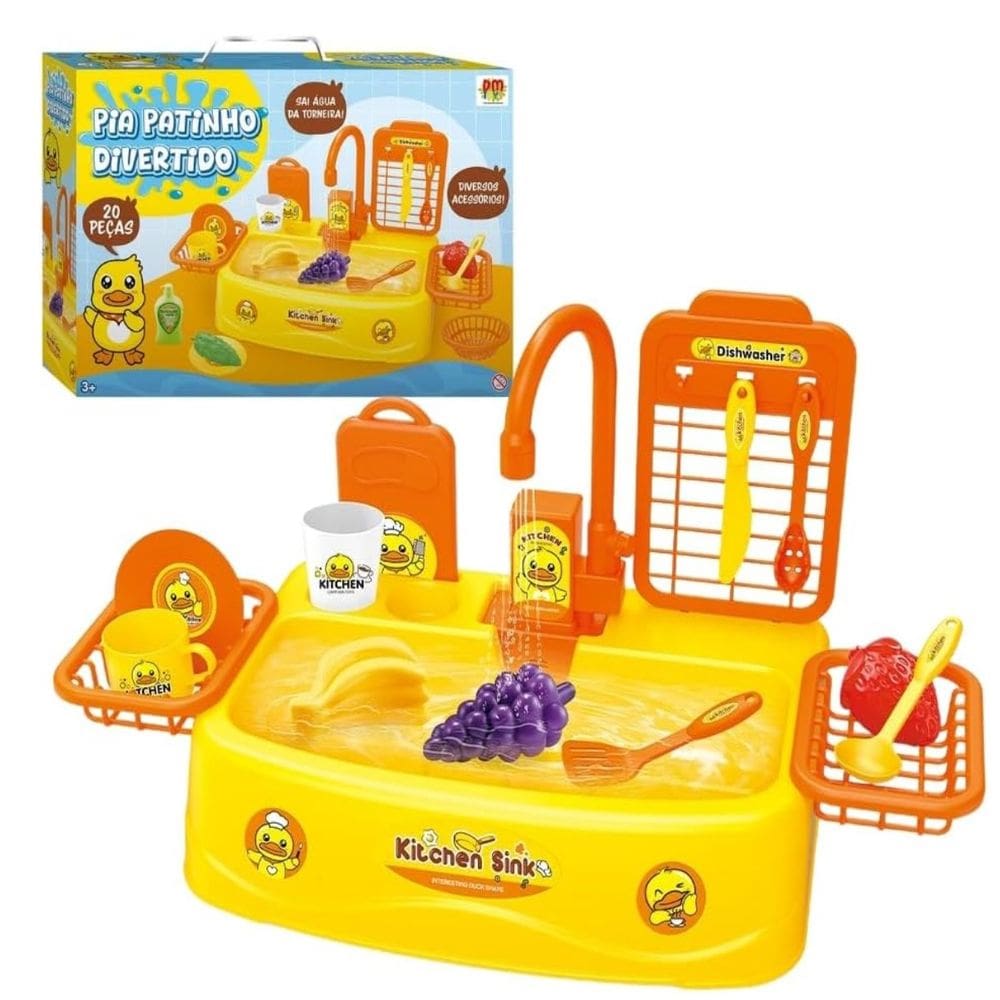 Brinquedo Cozinha Infantil Pia Patinho Sai Agua De Verdade