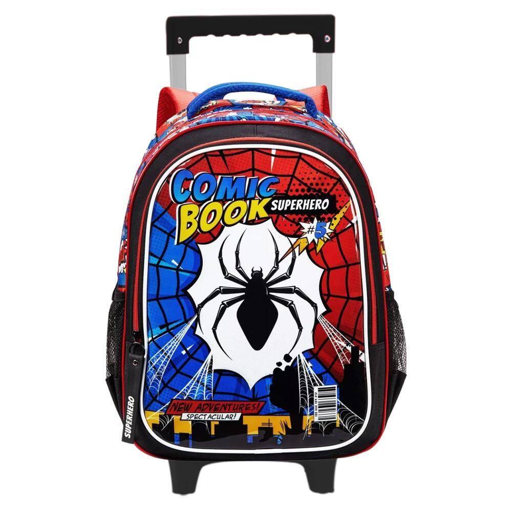 Mochila De Rodinhas Escolar Infantil Spider Comic Book Hero