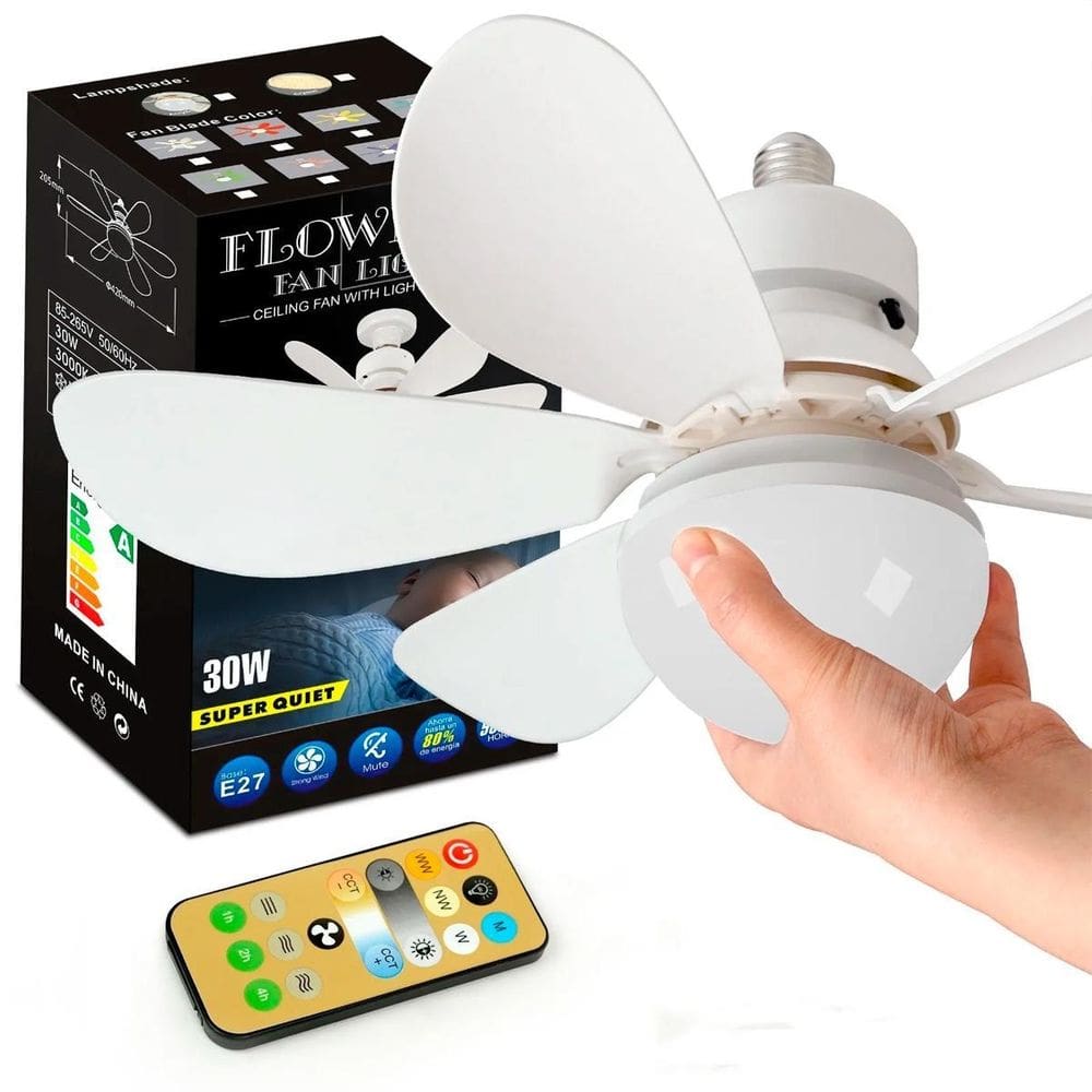 Ventilador De Teto 6 Pás Com Controle Remoto Lâmpada Bivolt