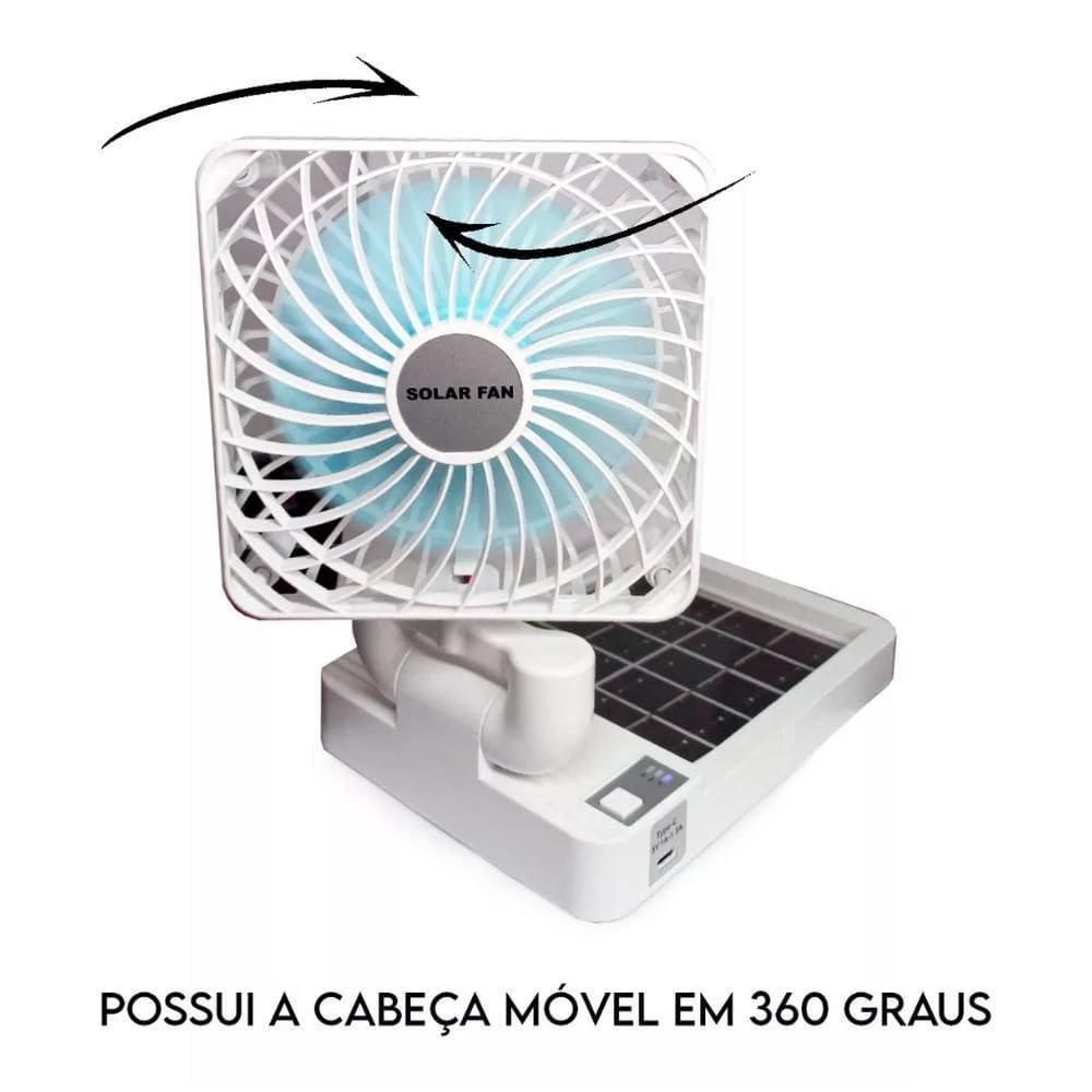 Mini Ventilador Recarregável Solar 360 - Vento Forte