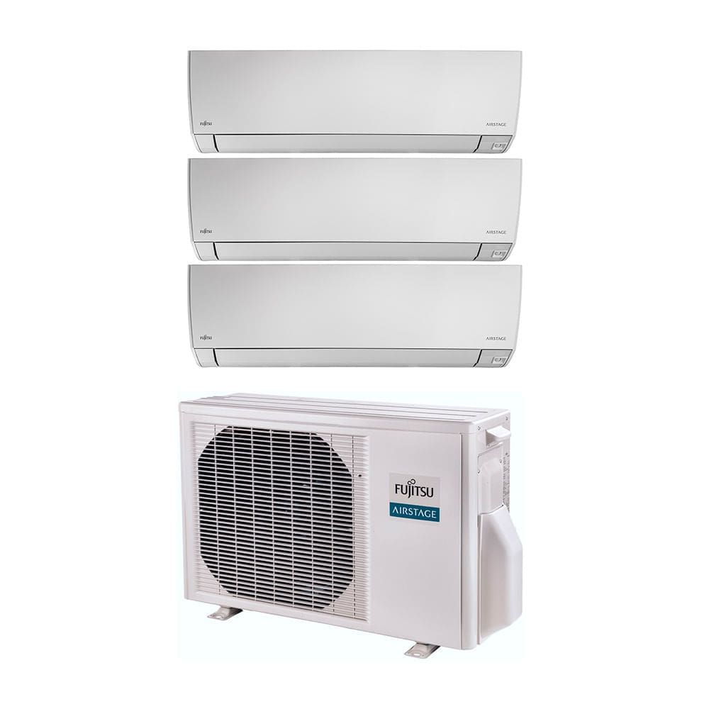 Ar Condicionado Tri Split Fujitsu Inverter Airstage Premium 24.000 Btus (2x Hi Wall 9k + Hi Wall 12k) Quente e Frio 220v