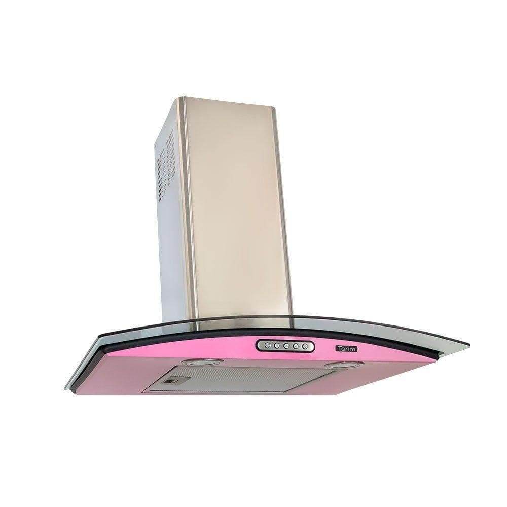 Coifa Terim Vidro Curvo Rosa-inox Duto Slim 60 cm Rosa Com Inox 220V