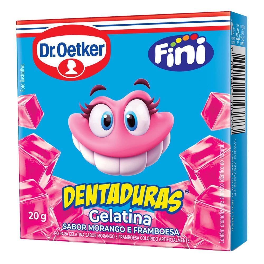 Gelatina Dr. Oetker Fini Dentaduras Sabor Morango e Framboesa 20g