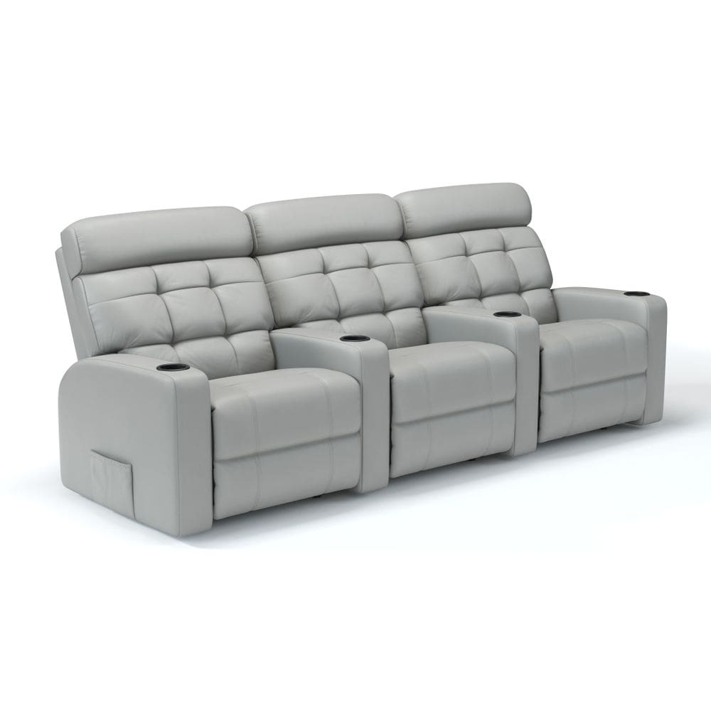 Sofá 3 Lugares Reclinável Elétrico Em Couro Bovino Linha Cinema
