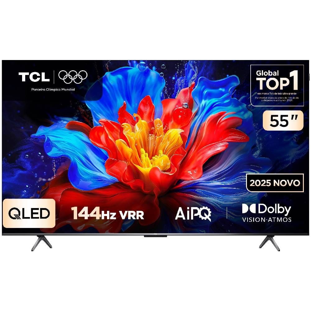 Smart TV TCL 55 Polegadas QLED 4K P8K WiFi Bluetooth Google TV 144Hz HDR10+ Dolby Atmos Vision 55P8K