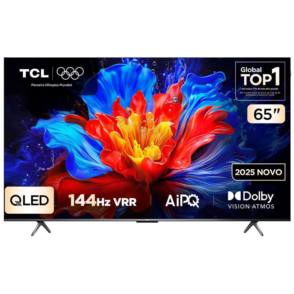 Smart TV TCL 65 Polegadas QLED 4K P8K WiFi Bluetooth Google TV 144Hz HDR10+ Dolby Atmos Vision 65P8K