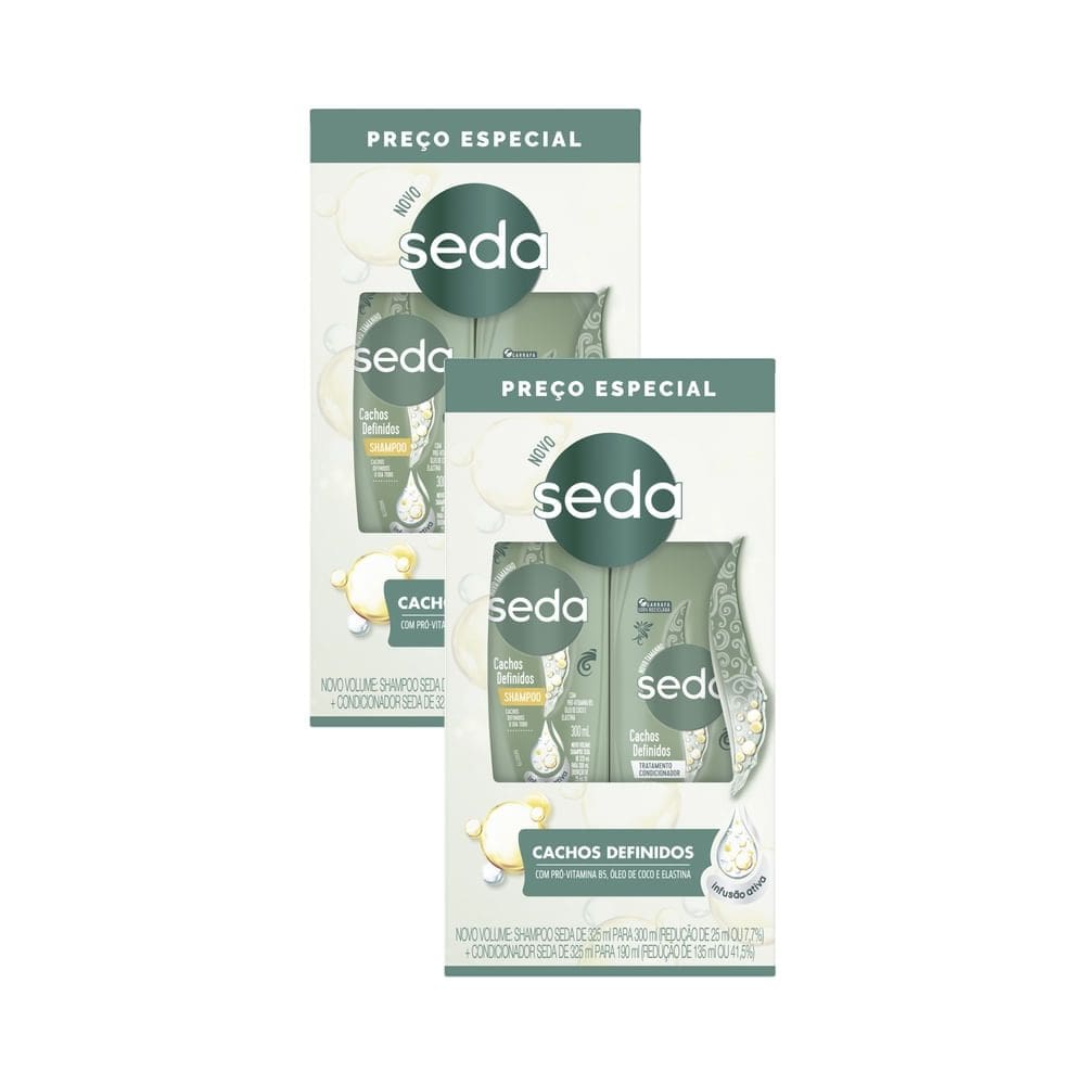 Kit 2 Sampoo 300ml e Condicionador 190ml Seda Cachos Definidos