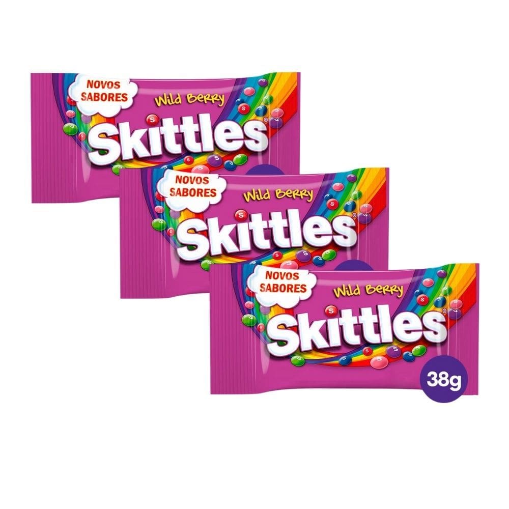 Kit 3 Bala Skittles Wild Berry 38g