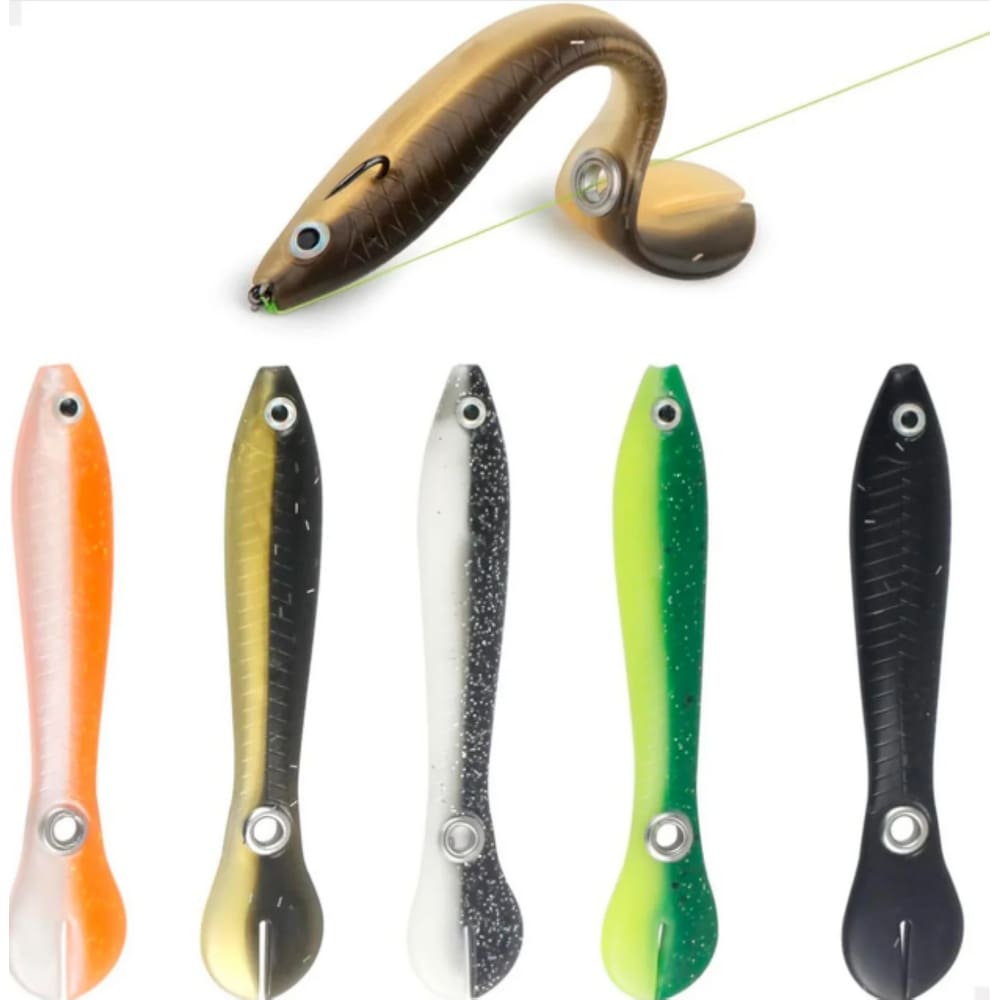 Kit Iscas Artificiais com Anzóis e Caixa Organizadora – 4 Peixes Silicone + 4 Jig Heads – Para Pesca de Tucunaré, Traíra e Robalo