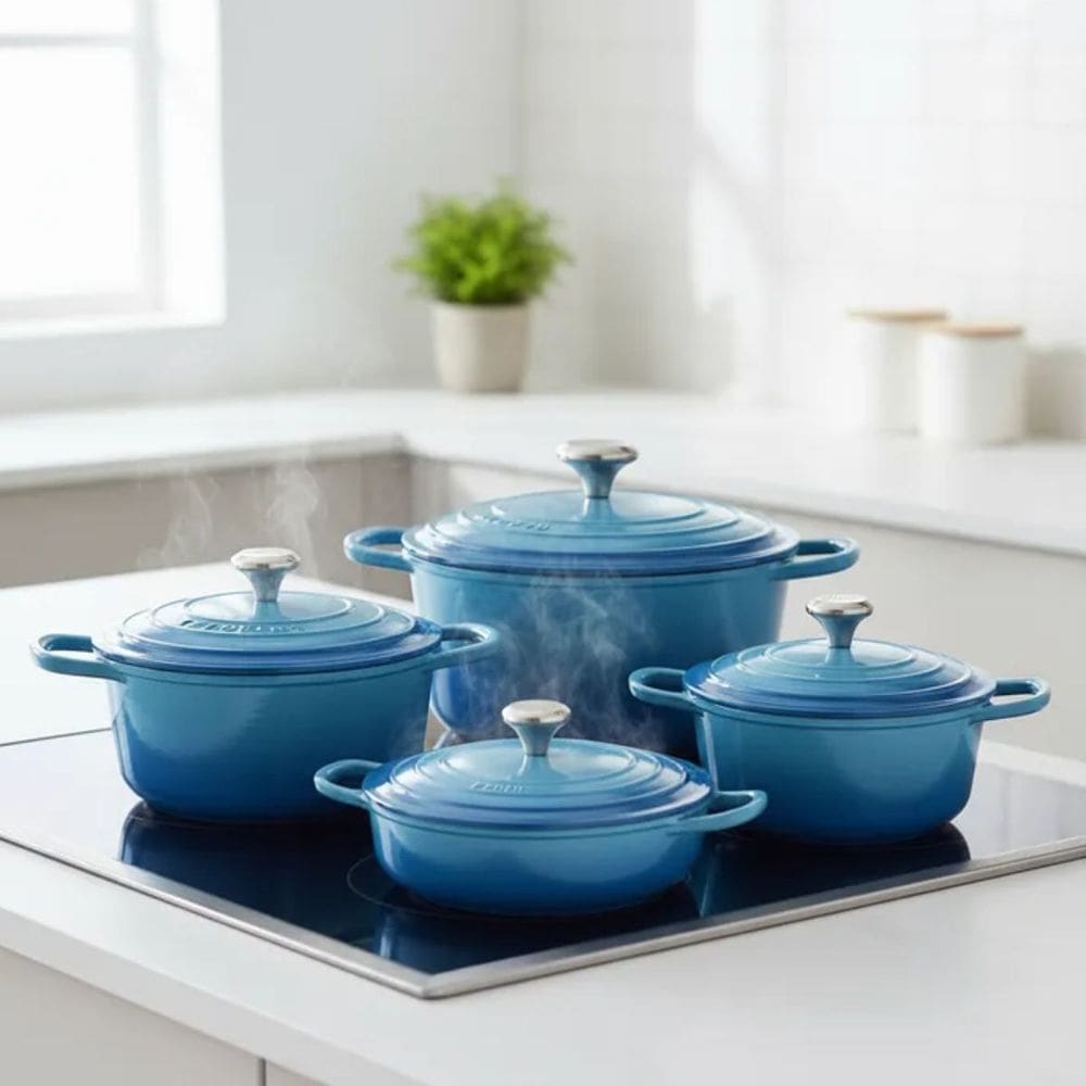 Panelas Caçarolas Cerâmica 4peças 4mm Indução Azul Chef Florença