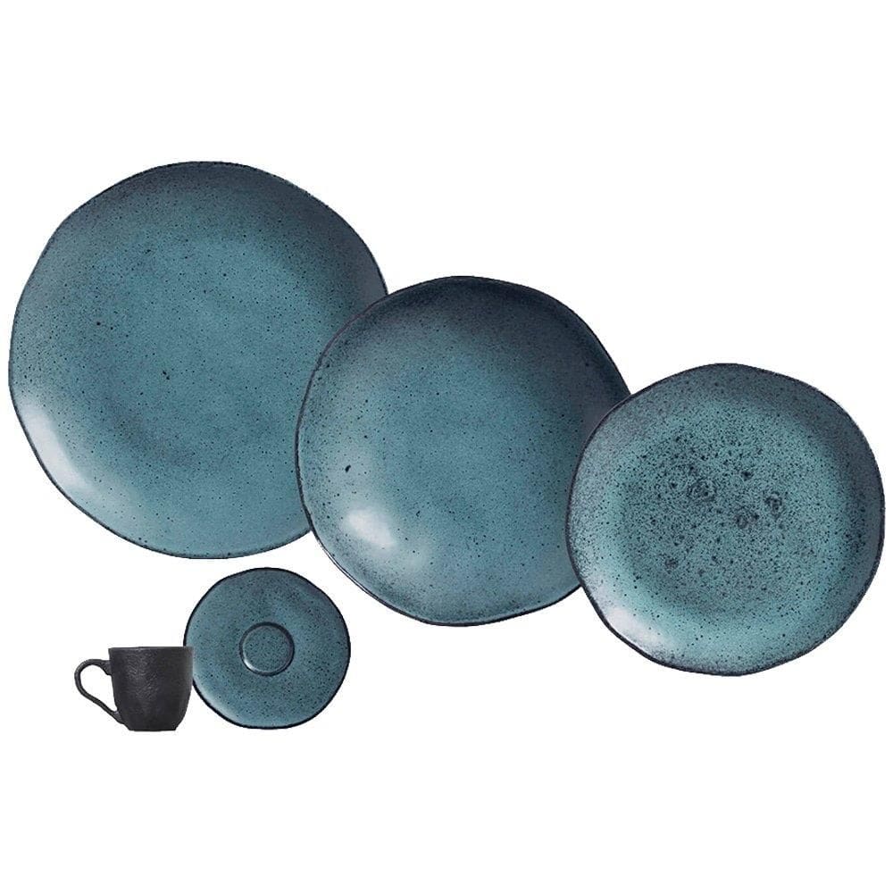 Aparelho de Jantar/Chá Porto Brasil Orgânico Petroleum | Stoneware, 30 Peças, Cinza