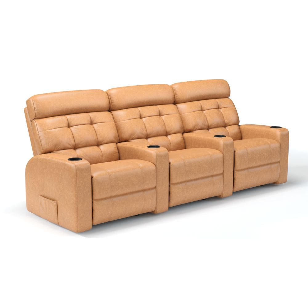 Sofá 3 Lugares Reclinável Manual Linha Cinema Em Corino Importado